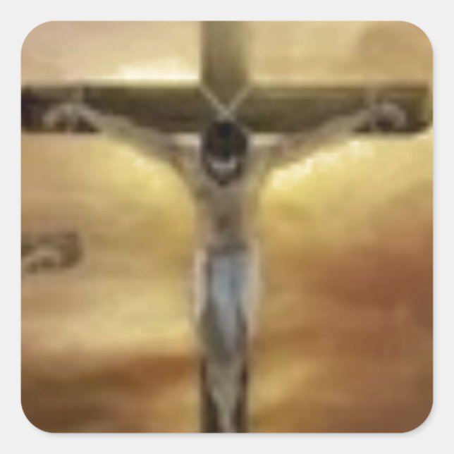 STICKER CARRÉ JÉSUS SUR LA CROIX (Devant)