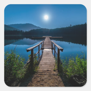 Sticker Carré Jetée de nuit sous une Pleine lune