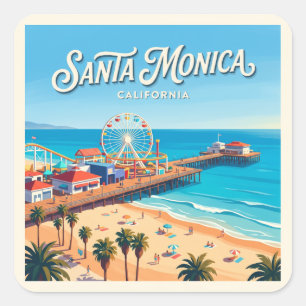 Sticker Carré Jetée de Santa Monica Californie