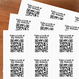 Sticker Carré Jetez un coup d'oeil à mon site Web en ligne QR Co