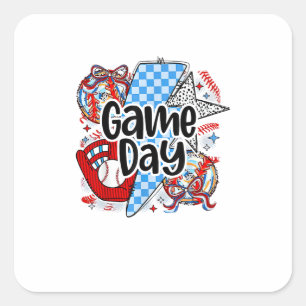 Sticker Carré Jeu De Baseball Jour Rétro Tis Saison À damiers