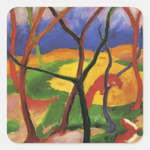 Sticker Carré Jeu de belettes de Franz Marc