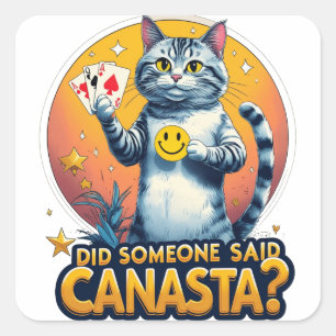 Sticker Carré Jeu de canasta Stratégie de carte