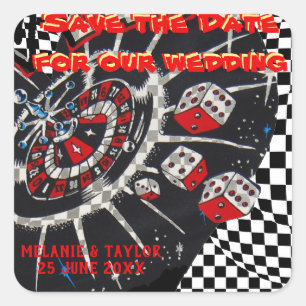 Sticker Carré Jeu de casino Enregistrer la date