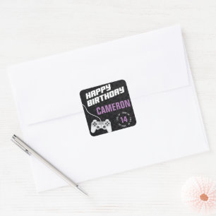 Sticker Carré Jeu de néon vert pour anniversaire de tout âge