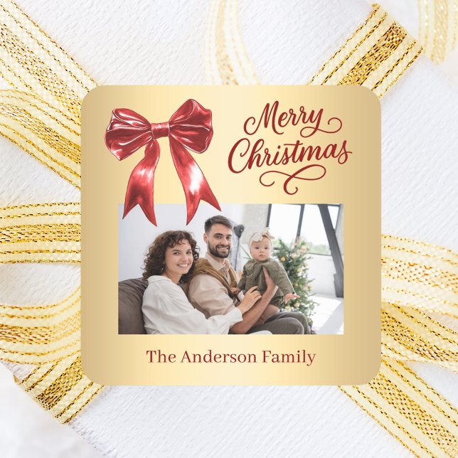 Sticker Carré Jeu de photos en or rouge (Créateur téléchargé)