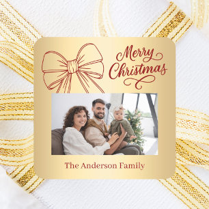 Sticker Carré Jeu de photos en or rouge