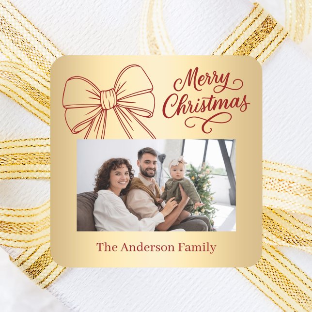 Sticker Carré Jeu de photos en or rouge (Créateur téléchargé)