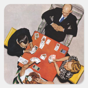 Sticker Carré Jeu de pont par Norman Rockwell