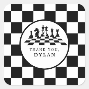 Sticker Carré Jeu d'échecs et pièces Nuit N'importe quel âge Ann