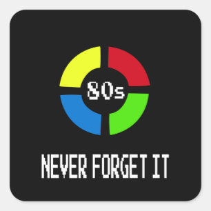 Sticker Carré Jeu - Never Forget Is 80's Gamer Gadget