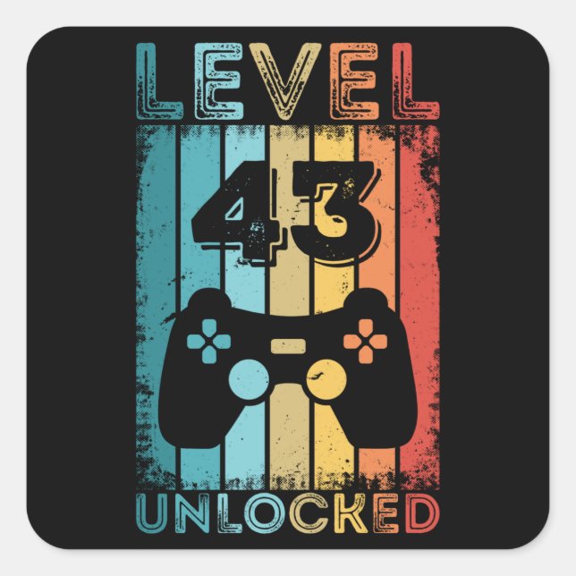 Sticker Carré Jeu niveau 43 déverrouillé 43e anniversaire Jeu ca (Devant)