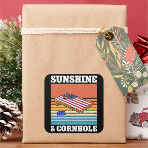 Sticker Carré Jeu Sunshine Et Cornhole Hobby Retro Cadeau Drôle