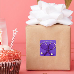 Sticker Carré "Jeu sur" Raquettes violettes et balles Tennis