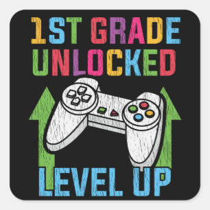 Sticker Carré Jeu vidéo de rentrée scolaire pour élève de 1re an