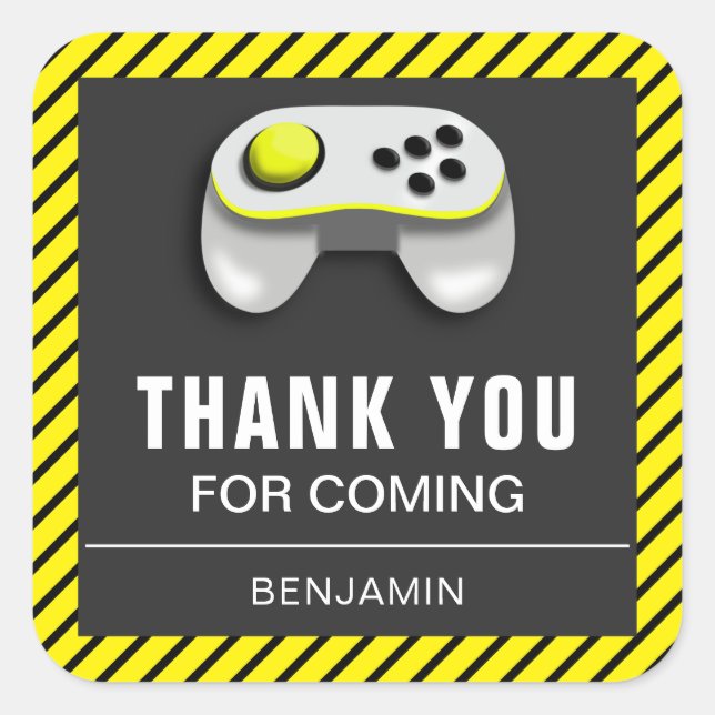 Sticker Carré Jeu Vidéo moderne Anniversaire Fête Favoriser Stic (Devant)