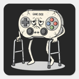 Sticker Carré Jeu vidéo rétro drôle pour vieux gamers des années