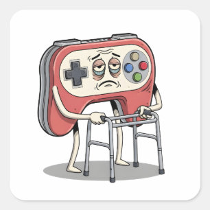 Sticker Carré Jeu vidéo rétro drôle pour vieux joueurs des année