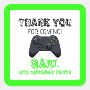 Sticker Carré Jeu Vidéo Vert Gamer Boy Truck