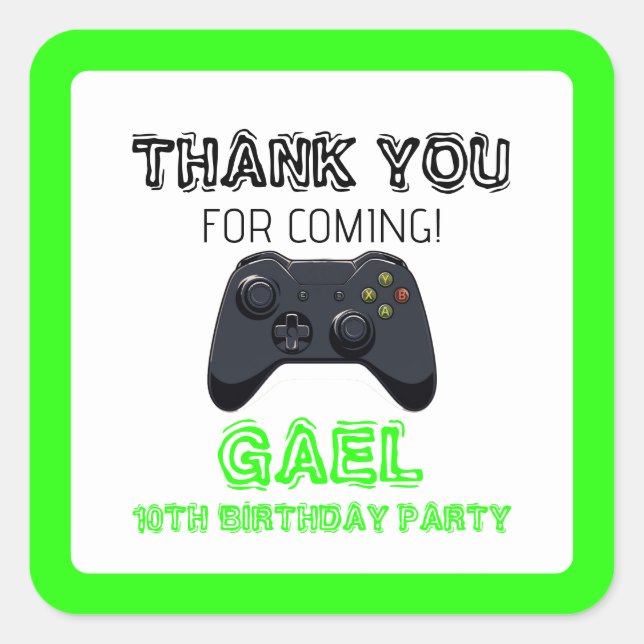 Sticker Carré Jeu Vidéo Vert Gamer Boy Truck (Devant)