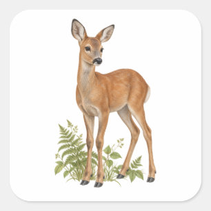 Sticker Carré Jeune cerf des bois pour un journal de la nature