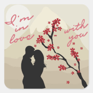 Sticker Carré Jeune couple romantique mignon amoureux, histoire 