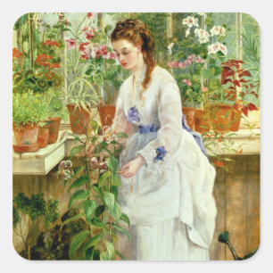 Sticker Carré Jeune dame dans un conservatoire