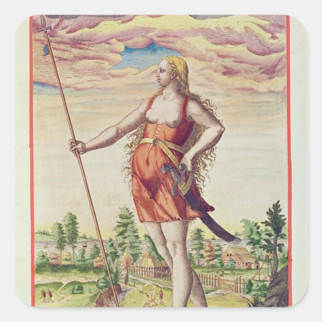 Sticker Carré Jeune femme d'une tribu voisine à (Devant)