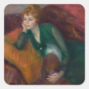 Sticker Carré Jeune femme en vert, William James Glackens