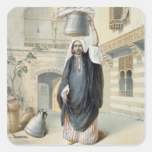 Sticker Carré Jeune fille arabe retournant du hammam au Caire