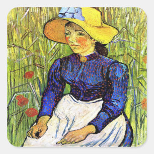 Sticker Carré Jeune fille rurale par Vincent van Gogh 1890