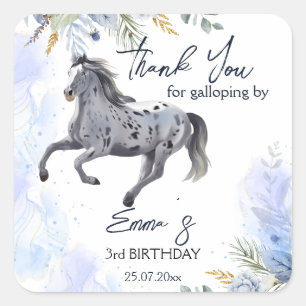 Sticker Carré Jeune galopante sauvage et libre anniversaire d'Ap