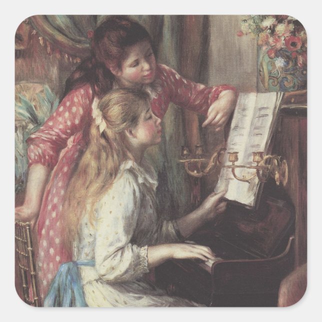 Sticker Carré Jeunes filles au piano de Pierre Renoir (Devant)