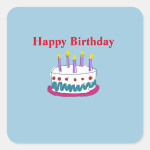 STICKER CARRÉ JEUX GÂTEAU D'ANNIVERSAIRE