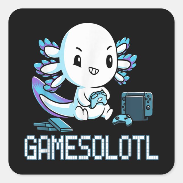 Sticker Carré Jeux vidéo Gamesolotl Axolotl Gamer Poisson (Devant)