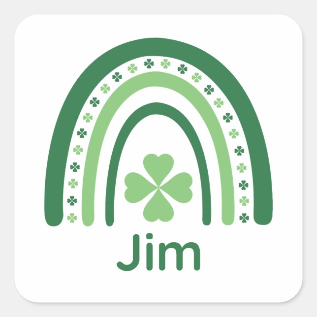 Sticker Carré Jim Nom Clover Boho Rainbow (Devant)