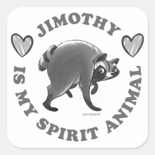 Sticker Carré JIMOTHY EST MON ANIMAL SPIRITUEL (N&B) par Jeff Wi