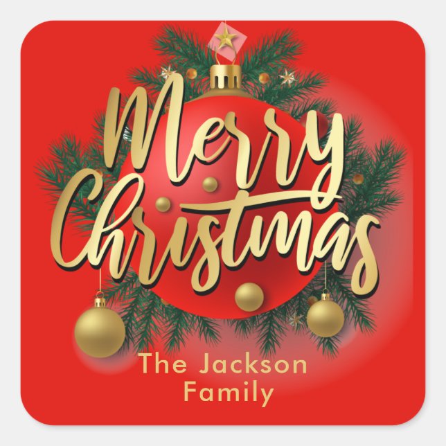 Sticker Carré Jingle Bells hiver Feu de neige Noël (Devant)