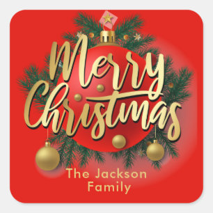 Sticker Carré Jingle Bells hiver Feu de neige Noël