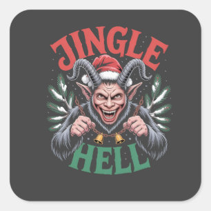Sticker Carré Jingle Hell Noël Krampus Evil Xmas