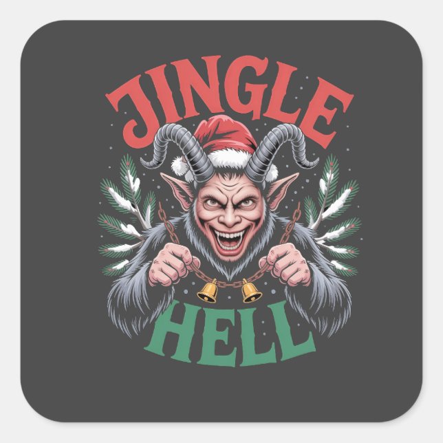 Sticker Carré Jingle Hell Noël Krampus Evil Xmas  (Devant)