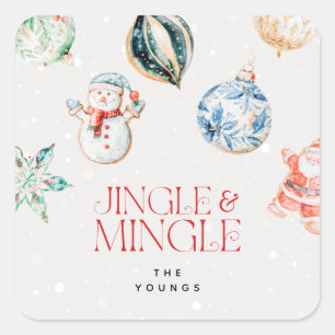 Sticker Carré Jingle & Mingle Noël Festif