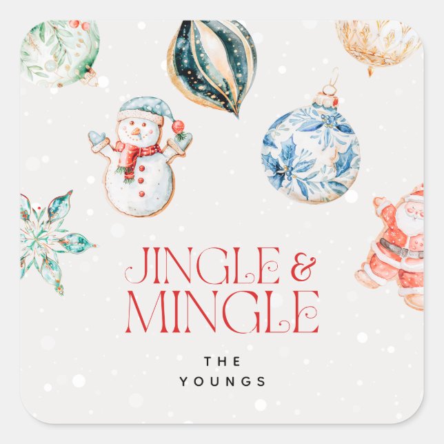 Sticker Carré Jingle & Mingle Noël Festif (Devant)