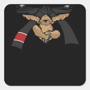 Sticker Carré Jiu Jitsu BJJ Sloth Black Belt Light