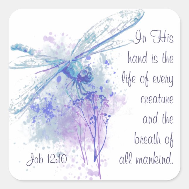 Sticker Carré Job 12:10 Écriture Vie de chaque créature (Devant)