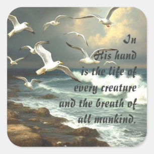 Sticker Carré Job 12:10 Écriture Vie de chaque créature