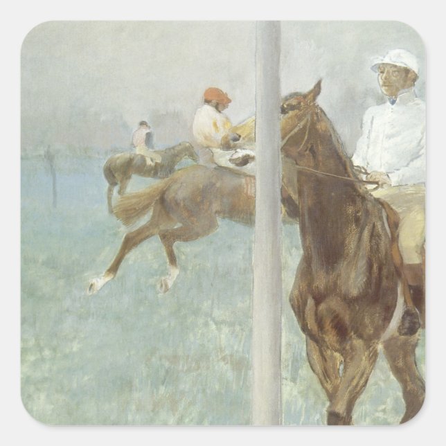 Sticker Carré Jockeys avant la course par Edgar Degas (Devant)