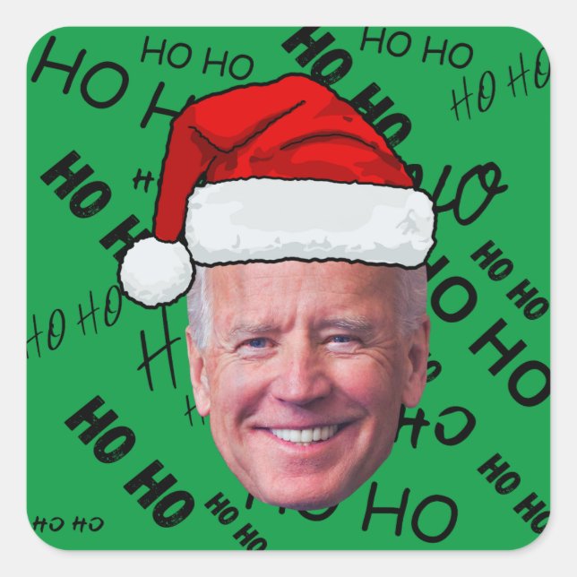 Sticker Carré Joe Biden Funny Green Ho Ho Noël (Devant)
