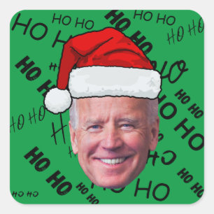 Sticker Carré Joe Biden Funny Green Ho Ho Noël