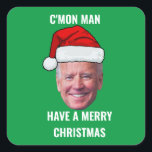 Sticker Carré Joe Biden Santa Hat C'mon Homme Green Christmas<br><div class="desc">Drôle Joe Biden Santa Hat C'mon Homme Noël vert,  sera amusant pour les vacances ou toute occasion</div>